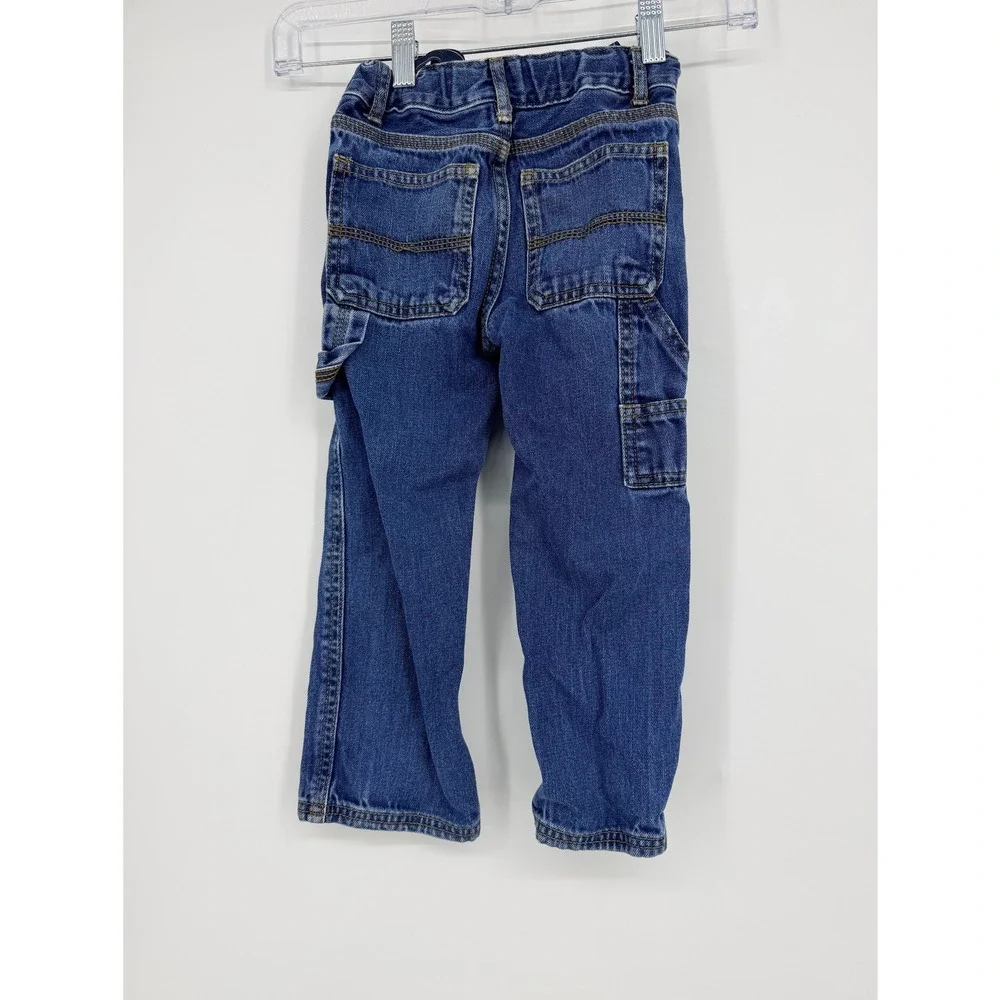 Carters Toddler Boys Blue Carpenter Jeans Medium Wash Adjustable Waist 4T